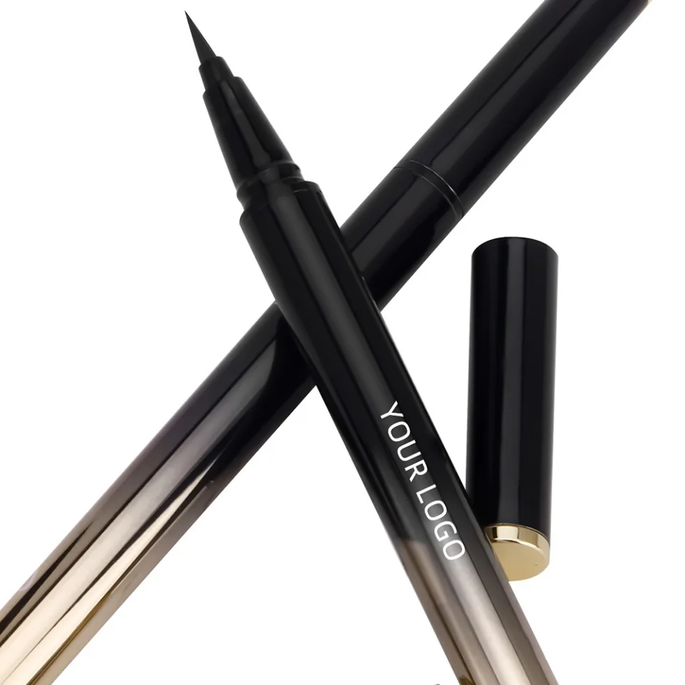 Ultra Thin Eyeliner Pen Long Lasting Waterproof Black Liquid Eyeliner Vegan Makeup Private Label Custom Logo Wholesale