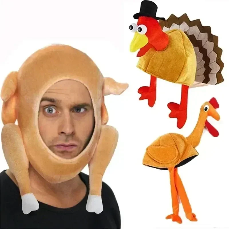 Funny Carnival Chicken Leg Hat Christmas Thanksgiving Decoration Turkey Hat Adult Carnival Hat Party Festive Cap Funny Hats