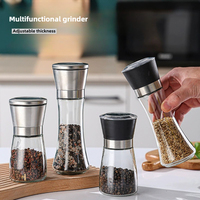 180/300ML Salt and Pepper Shakers Set with Stand Stainless Steel Salt Pepper Spice Grinder Pepper Grinder Multi-function grinder