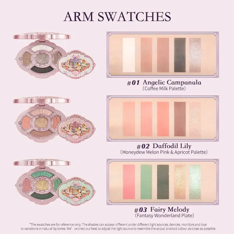 Flower Knows Midsummer Fairytales 5-Color Eyeshadow Palette Butterfly Aesthetic Pigmented Shimmer Fairycore Makeup Palette