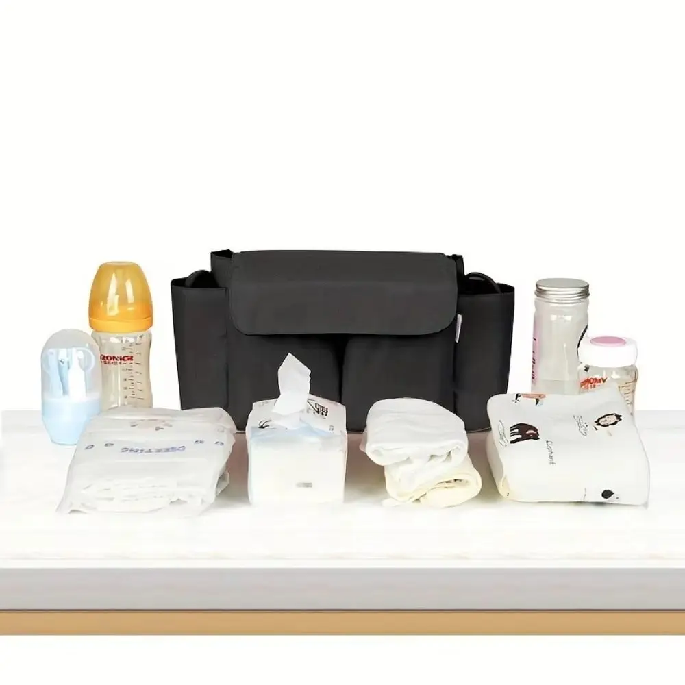 

Large Capacity Stroller Storage Bag with Bottle Holder Adjustable Straps Crossbody Diaper Bags Space Saving Multifunctional