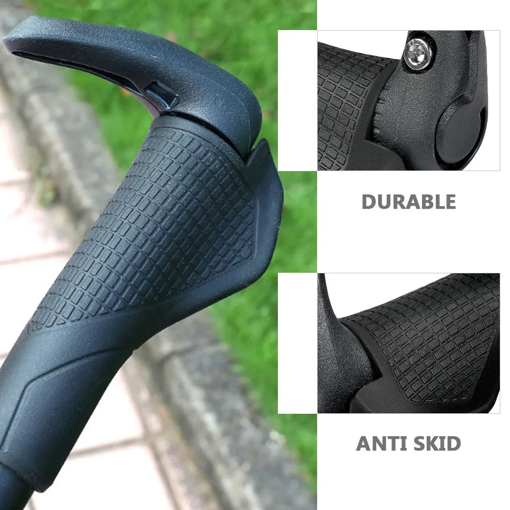 

1Pair Anti-Slip Rubber Bike Handle Grips Durable Accessory Black Shaking Absorption Comfortable Support Easy Install Small