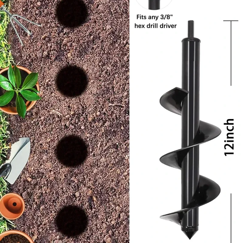 Spiral Drill Bit for Greening and Loosening Soil, Suitable for Planting Seedlings, Flowers and Plants, Digging Garden Drill Bits