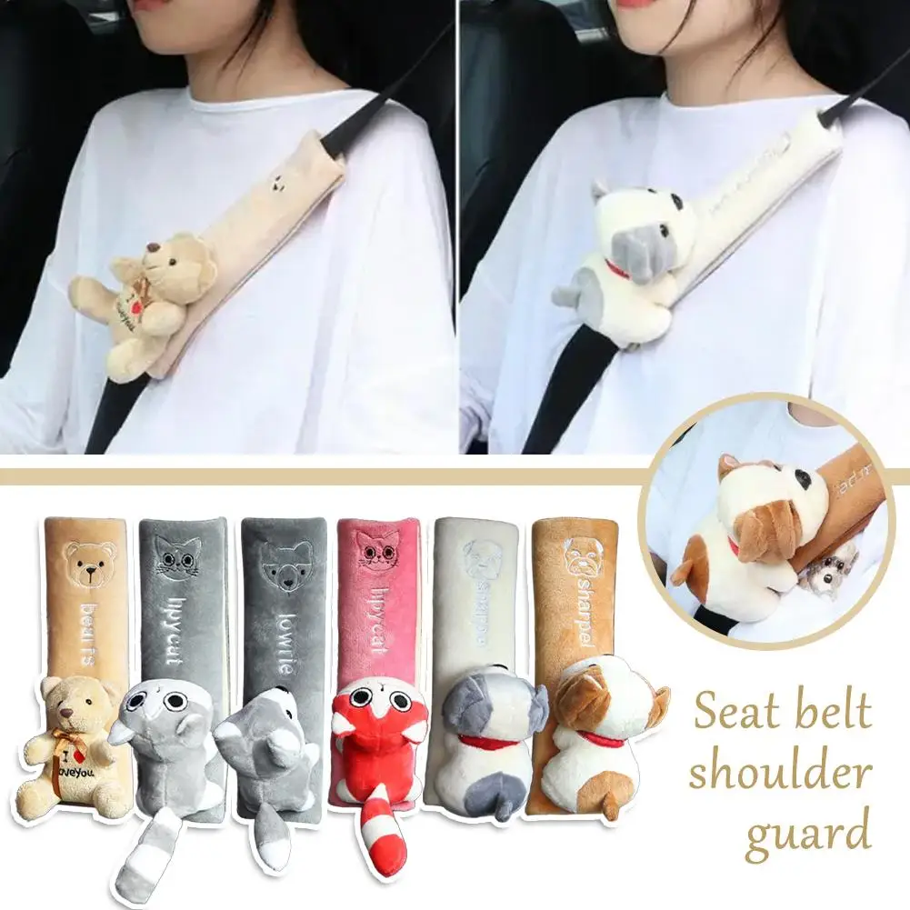 Soft Car Seat Belt Shoulder Guard Cute Anime Car Seat Belt Harness Cushion Auto Interior Shoulder Strap Pad For Adults Kids L7W5