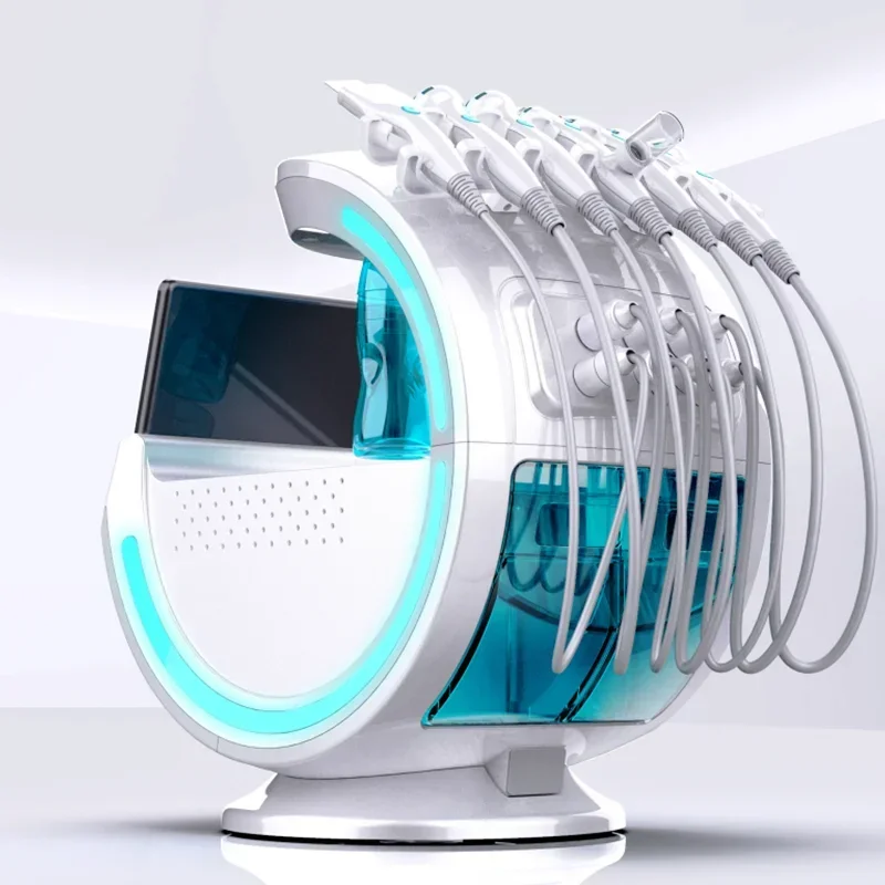 DermDelhi Hydra-Machine à Épurateur Multifonction Intelligente pour le Visage, Soins de la Peau, Ultrasons, RF, Eau, Analile, Bleu Glacé