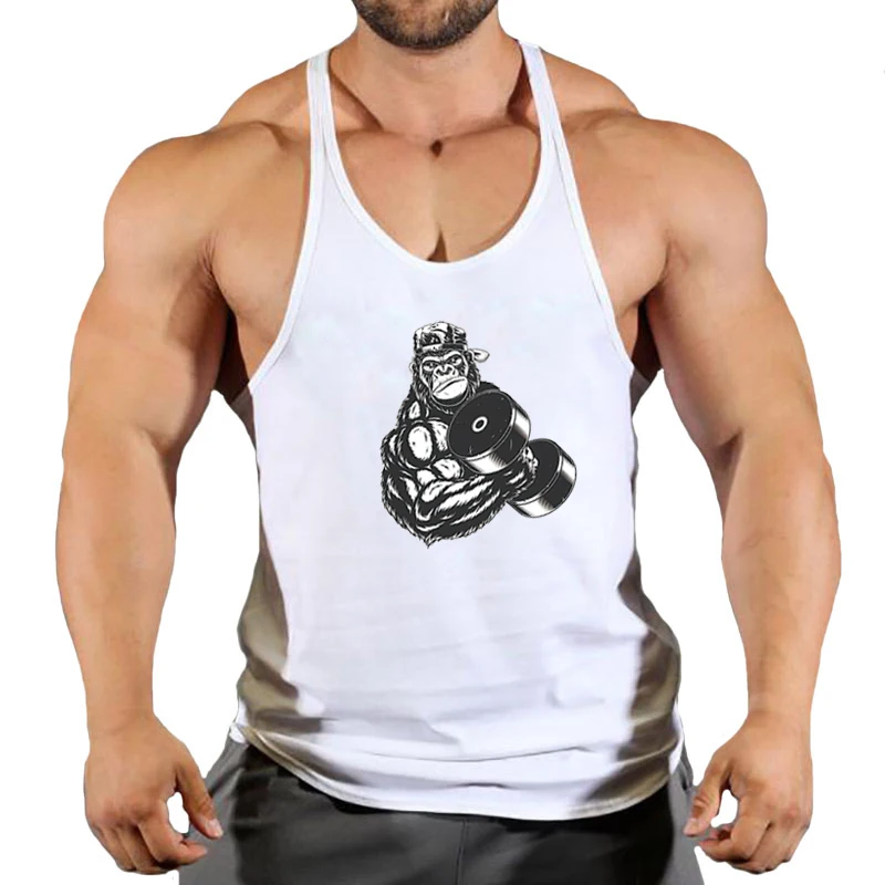 Cotton Workout Gym Tank Top Mens Beast Sleeveless Sportswear Shirt Stringer Running Clothing Bodybuilding Singlets Fitness Vest