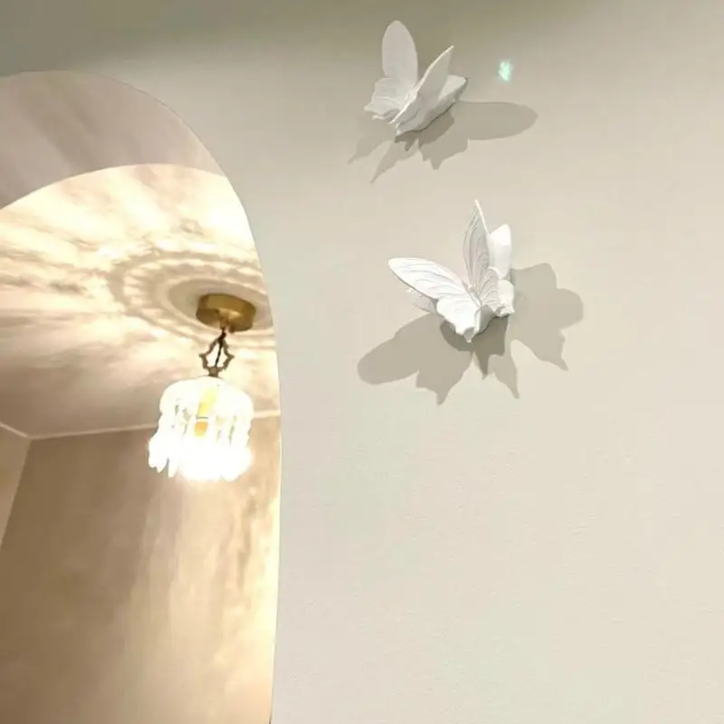 ~1 PCS Butterfly Wall Decor White Plaster Butterfly Wall Art For Living Room Bedroom French Style Home Decor
