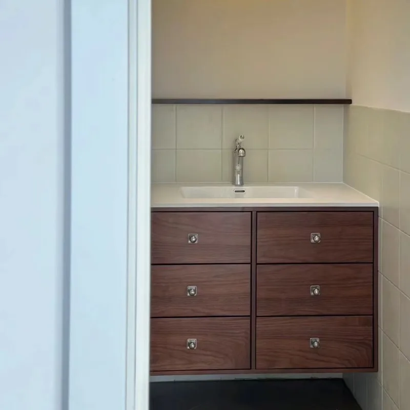 olid wood bathroom cabinet combination bathroom hand wash basin pool wash table rock slab wall-mounted bed and breakfast