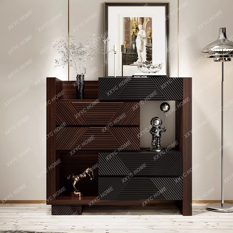 

Легкий роскошный обеденный боковой шкаф из цельного дерева, высококачественный выдвижной сундук для гостиной и дома