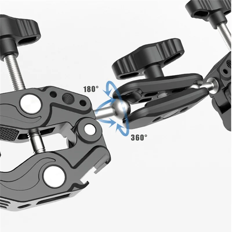 AAAEL-Articulating Magic Arm Clip 360° Dual-Head Super Clamp For Action Camera For Umbrella Monitor LED Light