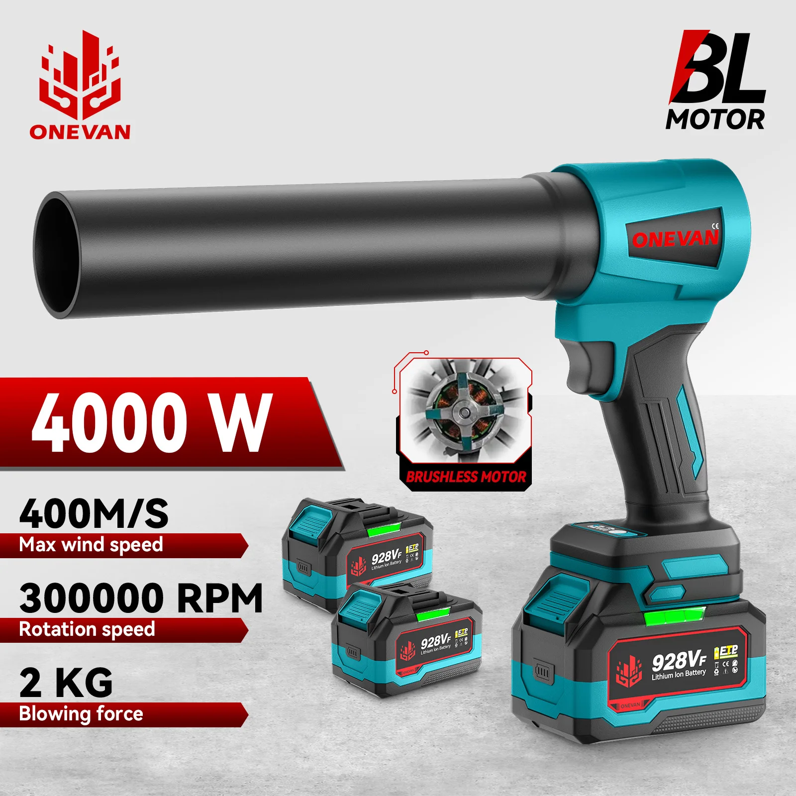 ONEVAN 300000RPM Brushless Elettrico Turbo Ventilatore Jet Fan 400M/S Foglia Ventilatore Polvere Che Soffia Strumento Per Makita 18V Batteria Spille