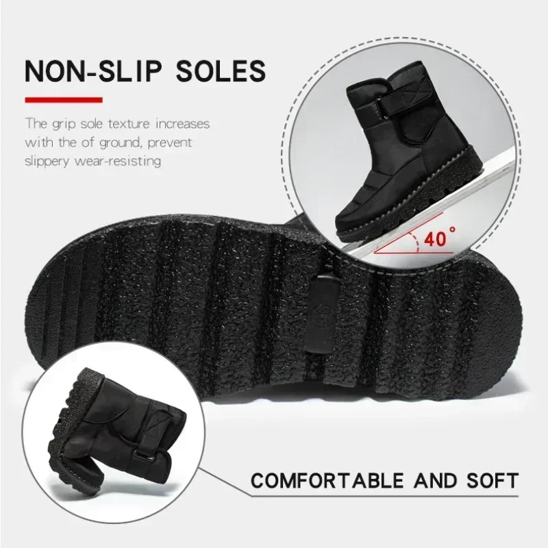 Waterproof Boots for Women Casual Winter Women Ankle Boots Warm Plush Soft Platform Snow Boots 2025 Slip on Cotton Padded Shoes