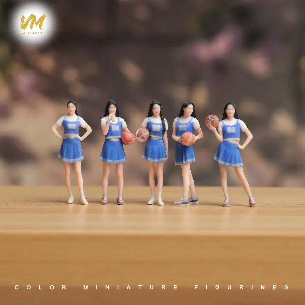 

3D Print Miniature Figure 1/87 1/64 1/43 1/24 1/18 Basketball Sports Girls wearing Skirt Mini Doll Model Prop Creative Decor