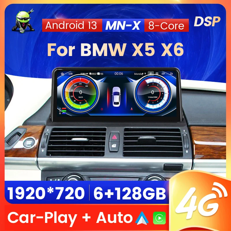 Bezdrátový Carplay Android 13 auto multimediální obrazovka pro BMW X5 E70 X6 E71 E72 CCC CIC Android auto rádio GPS 4G SIM idrive auto PC