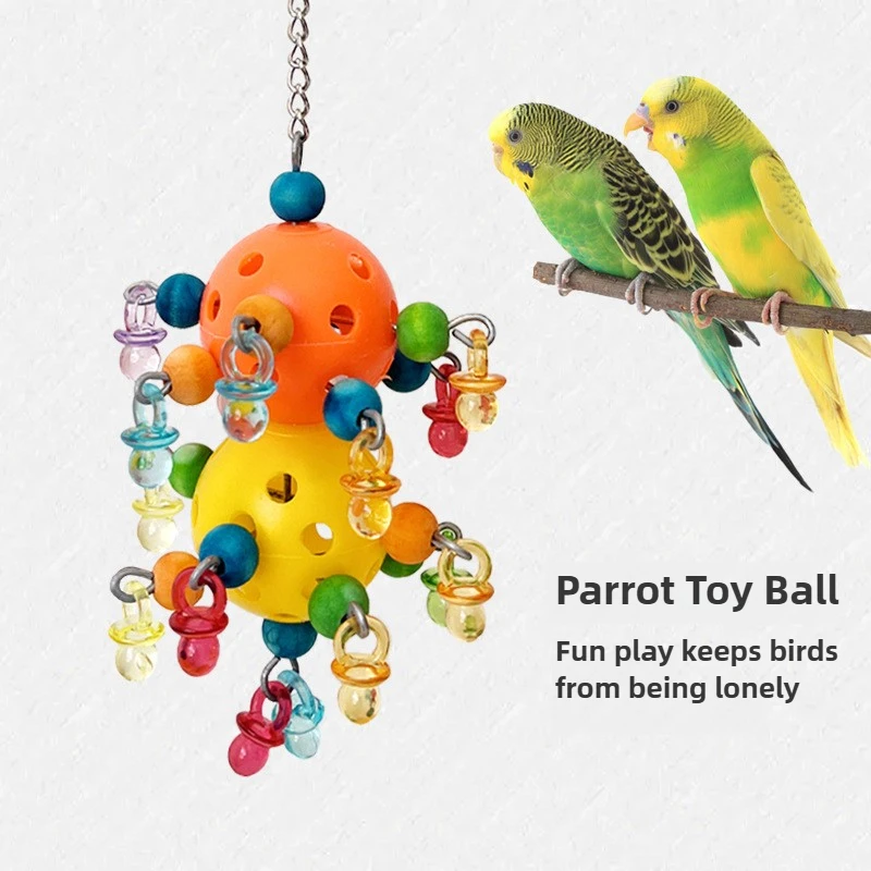 Nuevo Juguete para Pájaros, Pelota de Colores con Orificios para Buscar Comida, Juguete Masticable para Pájaros, Pelota de Entrenamiento, Juguete Colgante para Periquitos Pequeños