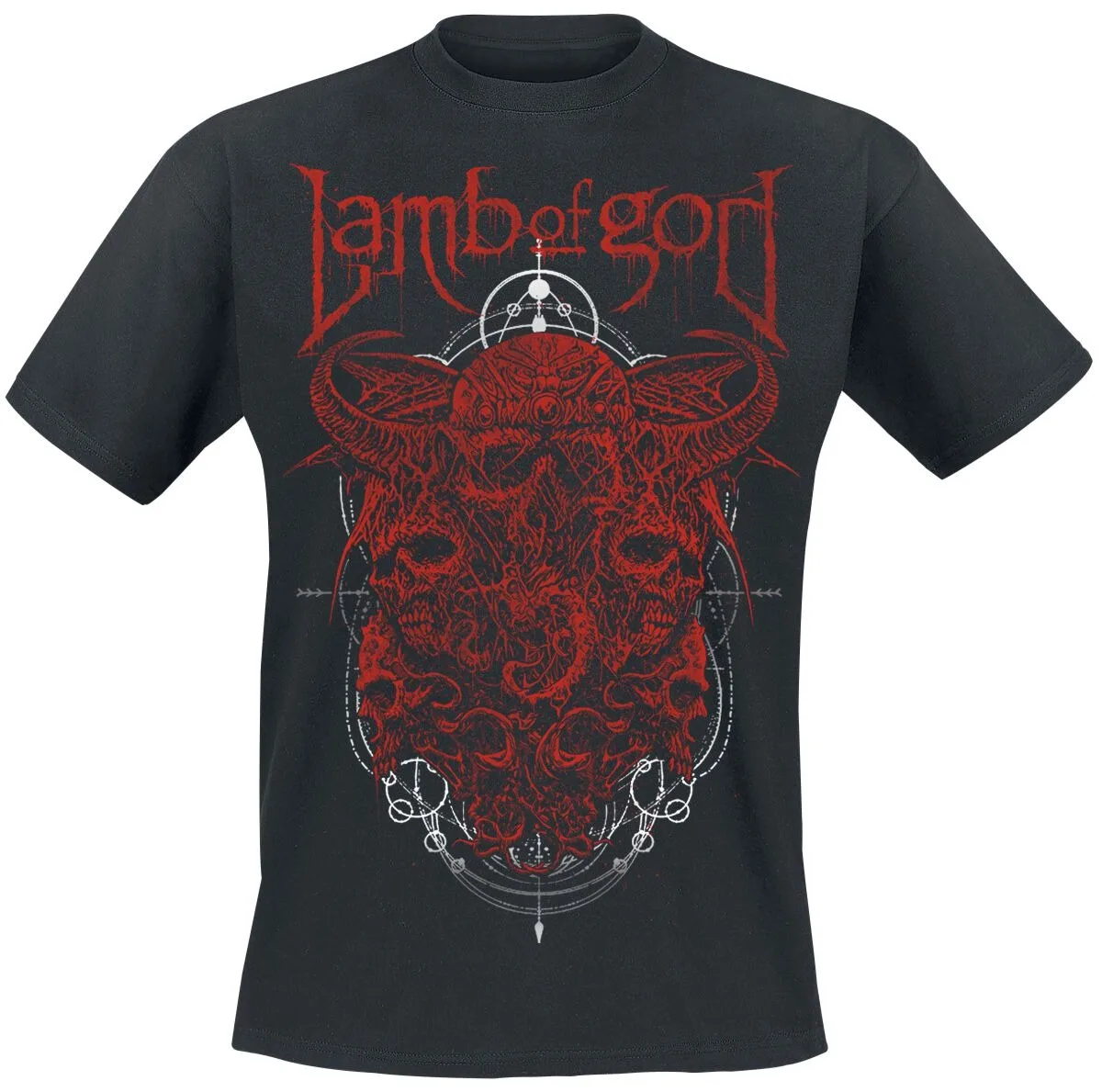 Lamb of God Gothic Raven Skeleton Print Black Cotton T-shirt Men Women Metal Unisex Tee