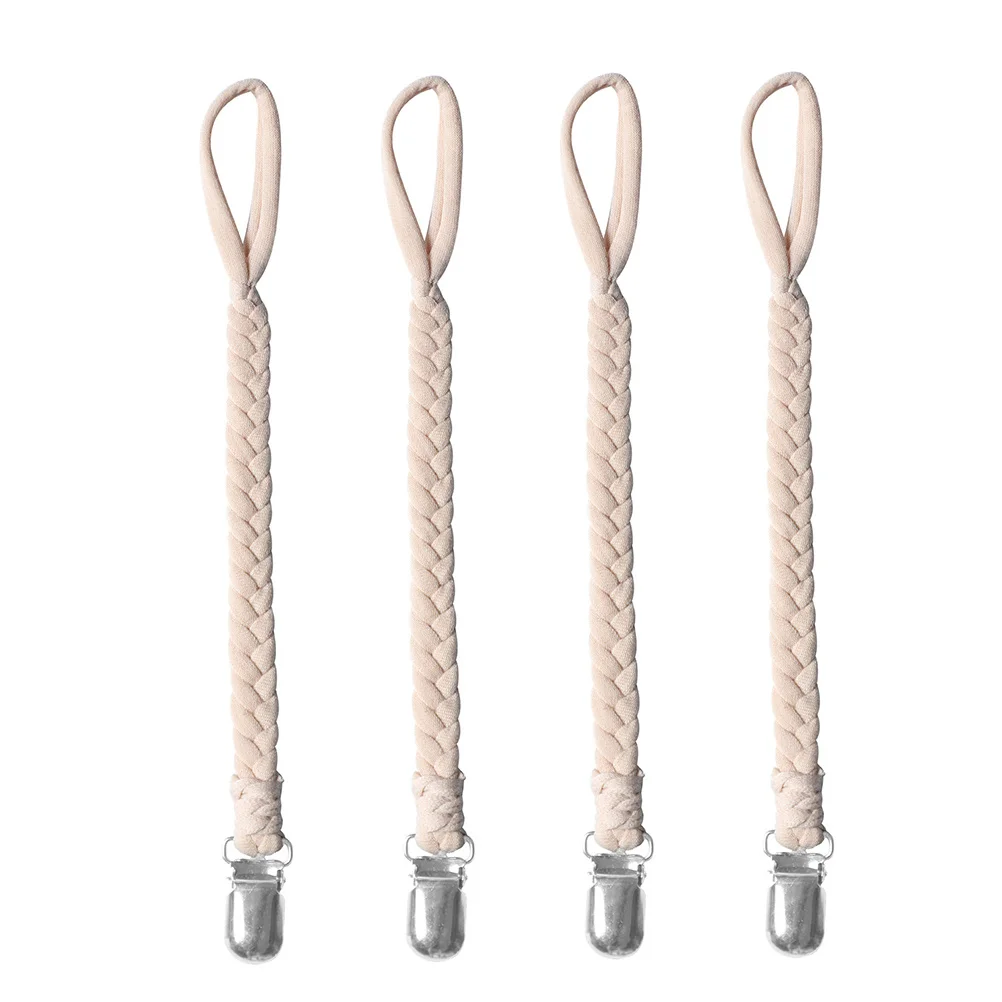 

4Pcs Baby Pacifier Chains Safe Material Durable Holders Knotted Braided Design for Newborns Clothing Stroller Soother