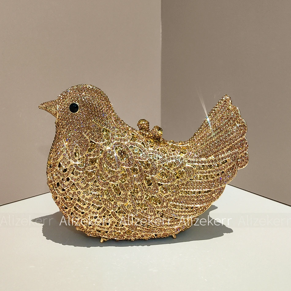 Alizekerr Pigeon Shaped Rhinestone Evening Clutch 6
