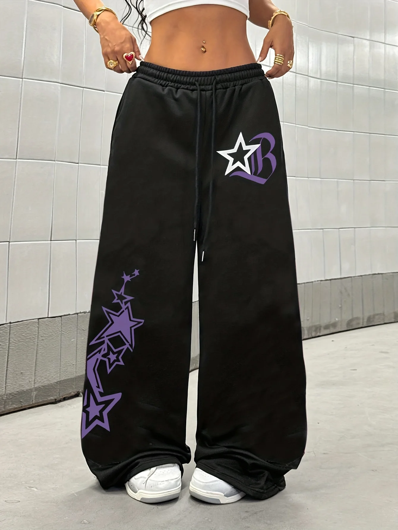 

Брюки прямого кроя - широкие брюки с принтом звезд, стройнящие фигуру, для весенне-осеннего повседневного уличного стиля, брюки прямого кроя для путешествий