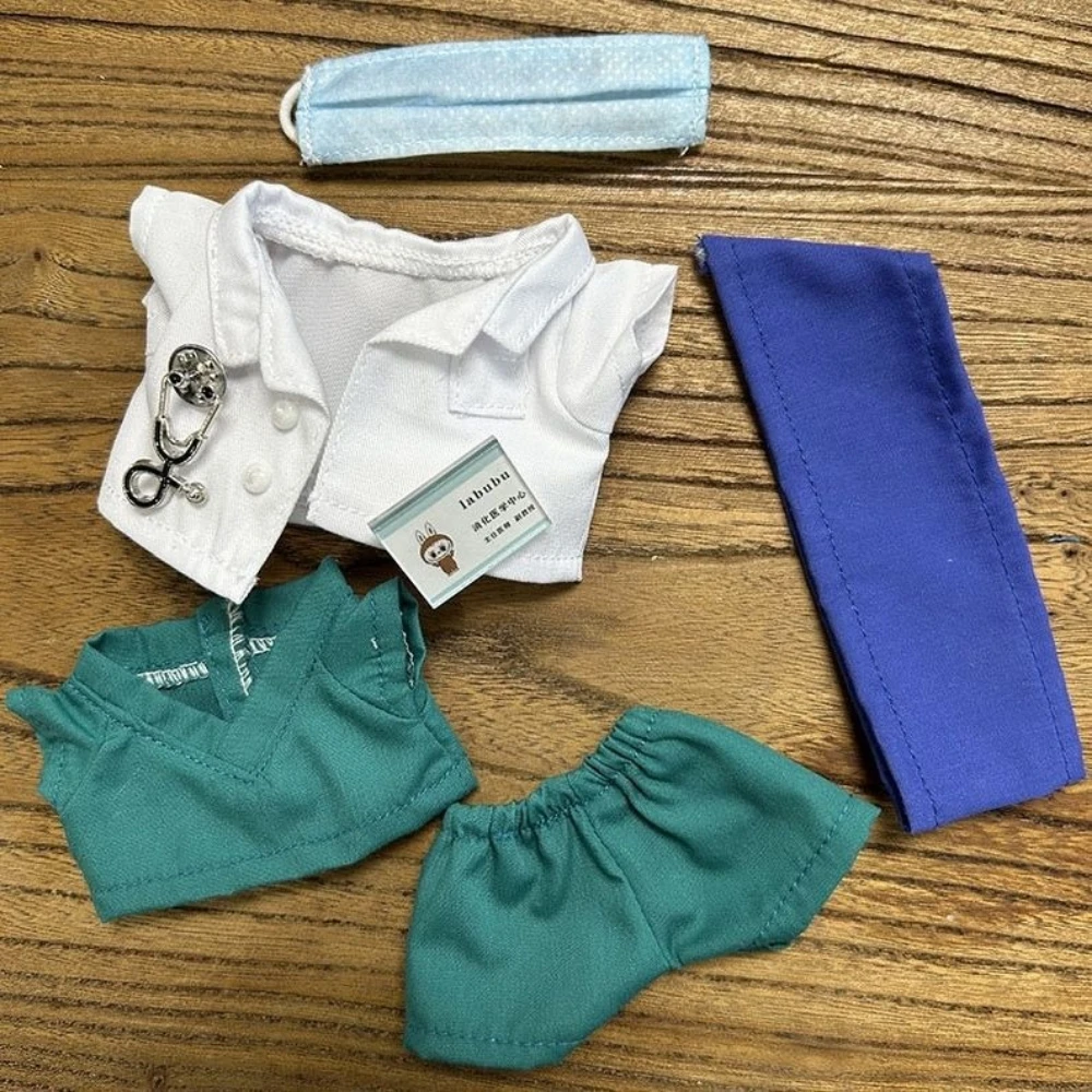 

15 см 17 см куклы Лабу, одежда для врачей и медсестер, наряд для куклы, аксессуары для сидения, переодевание, игра, подарочные игрушки