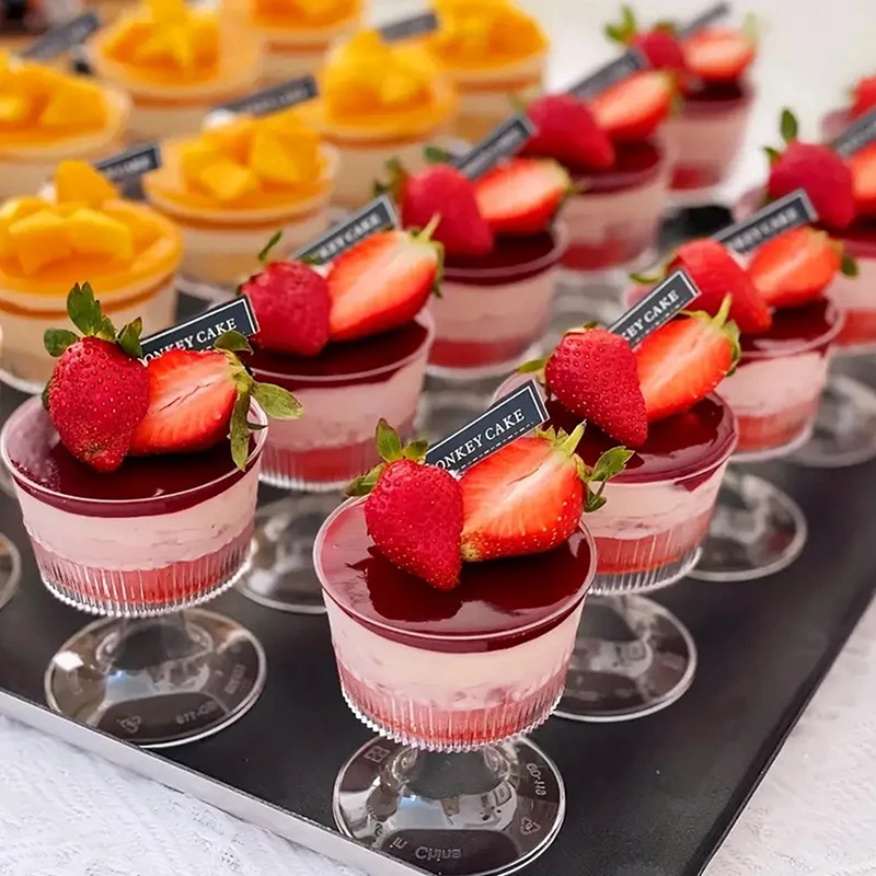 Taza de postre de plástico desechable, taza de helado, taza de vino pequeña, perfecta para helado de frutas, pudín, decoración del banquete de boda, 10 Uds.