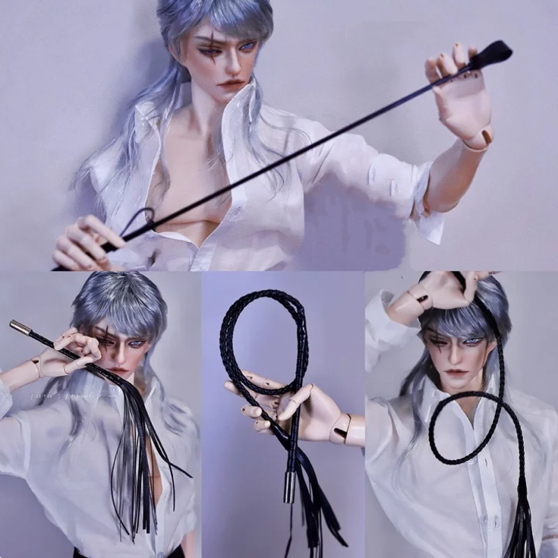 

Аксессуары для кукол bjd, подходящие для 1/4 1/3 70. Размер дяди 75, черный кнут, укороченный кожаный кнут для верховой езды