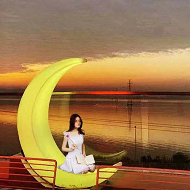 Courtyard Modelling Crescent Moon Swings Solar Light Interactive Toy Decoration Patio Swing Hanging Chair Recliner