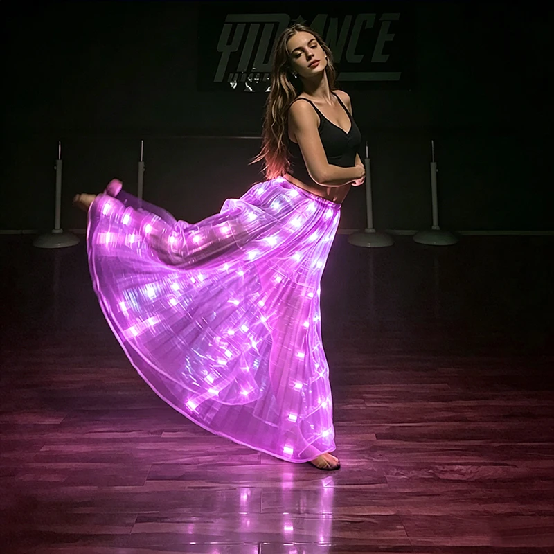

LED Belly Dance Skirt Luminous Skirt Dress USB Charging Women Carnival Christmas Performance Costume Supplies