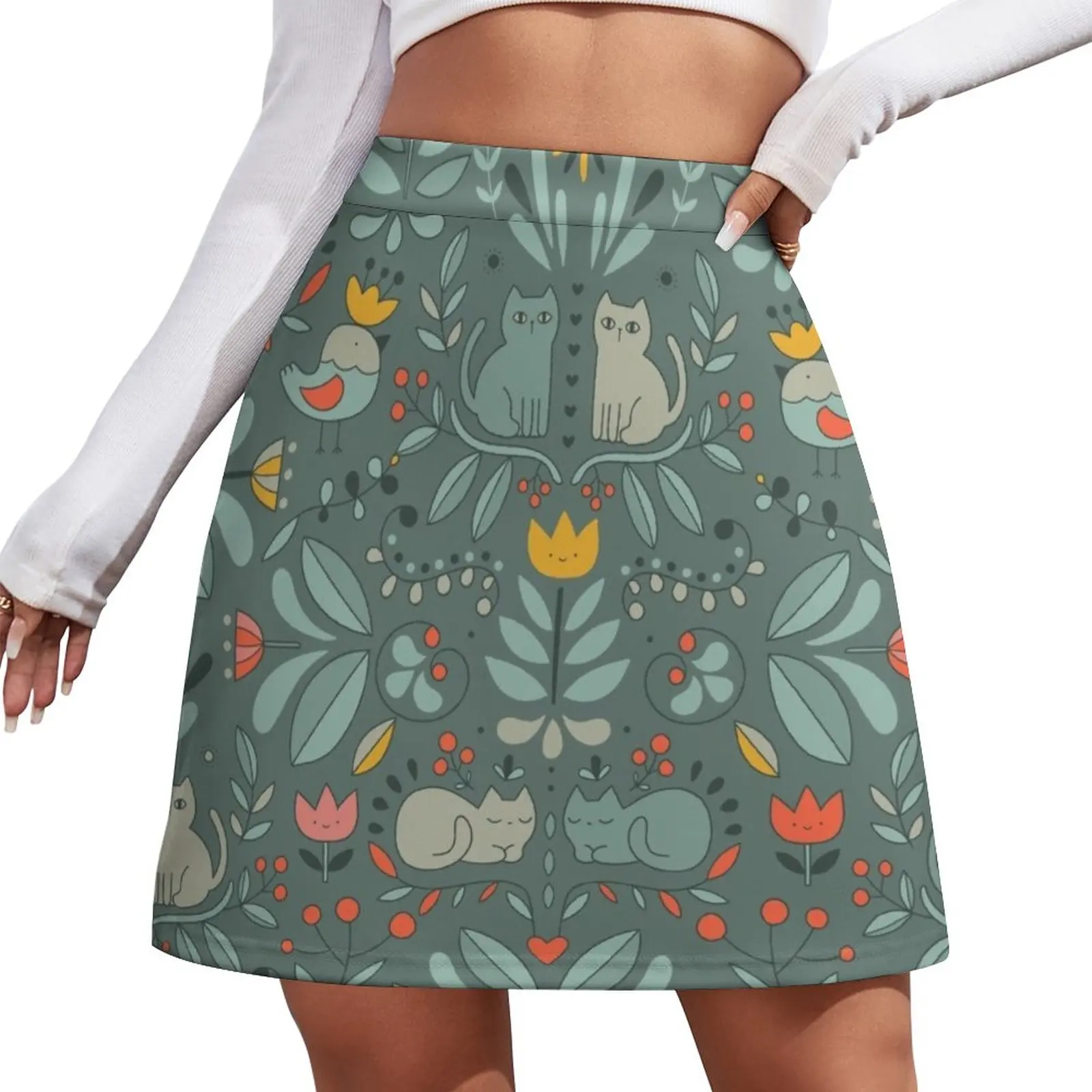 Swedish Folk Cats Mini Skirt skirts korean style women clothing dresses summer woman 2023 Woman clothing