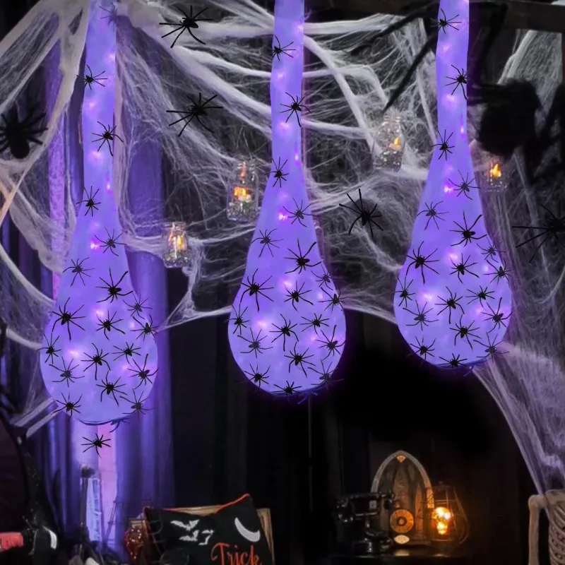 Halloween Glowing Spider Egg Web, Light Up Hanging Party Decoration