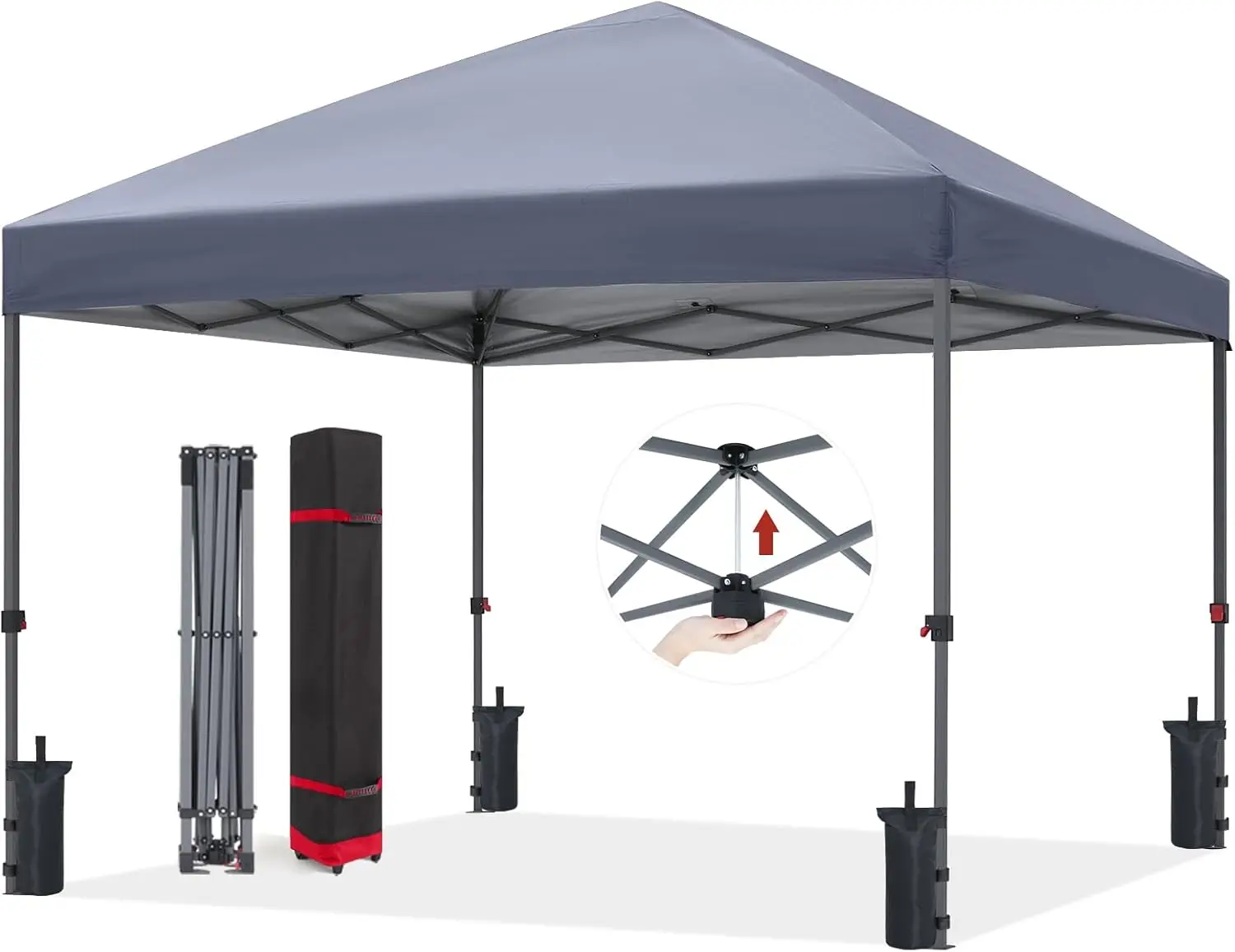 

Outdoor Easy Pop up Canopy Tent 10x10 with 4 Sandbags, Gray