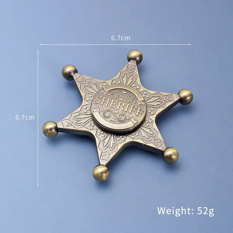 六角形の保安官フィジェットスピナー EDC 金属回転ジャイロスコープ圧力を軽減し、ストレスを軽減するおもちゃの回転抵抗