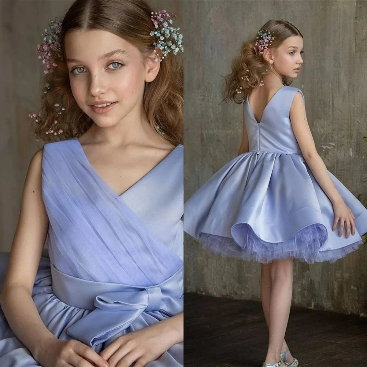 

Сплошное цветное платье с бантом для девочек на день рождения, детские модные платья для ведущего, детские платья без рукавов, костюм принцессы для девочек