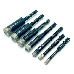 5~16mm Hex Handle Vaccum Brazed Diamond Dry Drill Bits Set Hole Saw Cutter for Marble Granite Ceramic Glass Tile Stone Hole Open