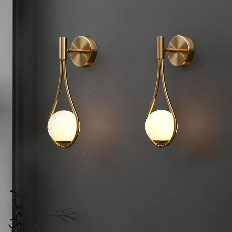 

Wall Lamps Nordic Black Golden Light LED Metal Glass Lampshade Bedroom Bedside Aisle Sconce Modern Bathroom Indoor Lighting