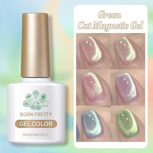 Imagen 1 del producto BORN PRETTY 10ml gato verde esmalte de uñas de Gel magnético efecto iridiscente de larga duración remojo UV LED manicura decoración de uñas