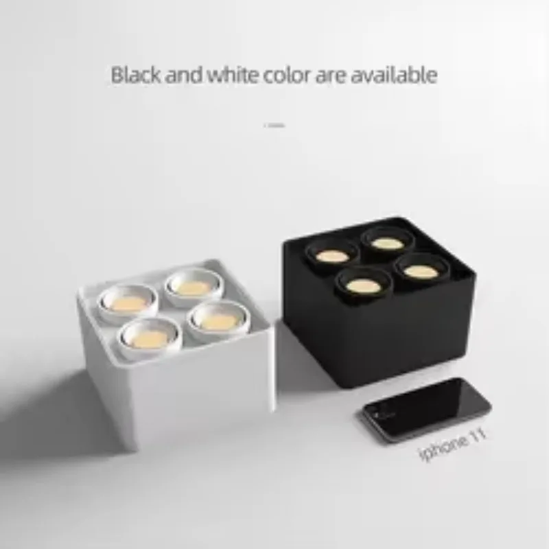 Home Project Fashion Surface Mounted 28w square 4 heads Ceiling Cob Led Anti Glare Gu10 Downlight