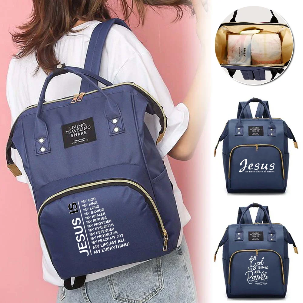 Bottle Nursing Bags Diaper Bag Mommy Backpack Large-capacity Outting Nappy Organizer Print Jesus Series Travel Essentials