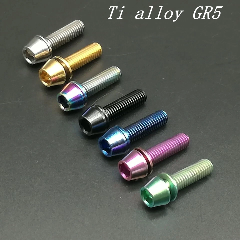 1pc Titanium Ti M5X16mm M5X18mm M5X20mm Bolts Allen Hex Bike Tapered Head Screw With Washer Biycle Accessory