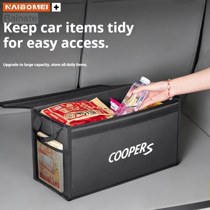 For MINI Cooper S JCW F55 F56 F66 F65, Car Trunk Foldable Storage Box Large Capacity Storage Auto Interior Storage Accessories