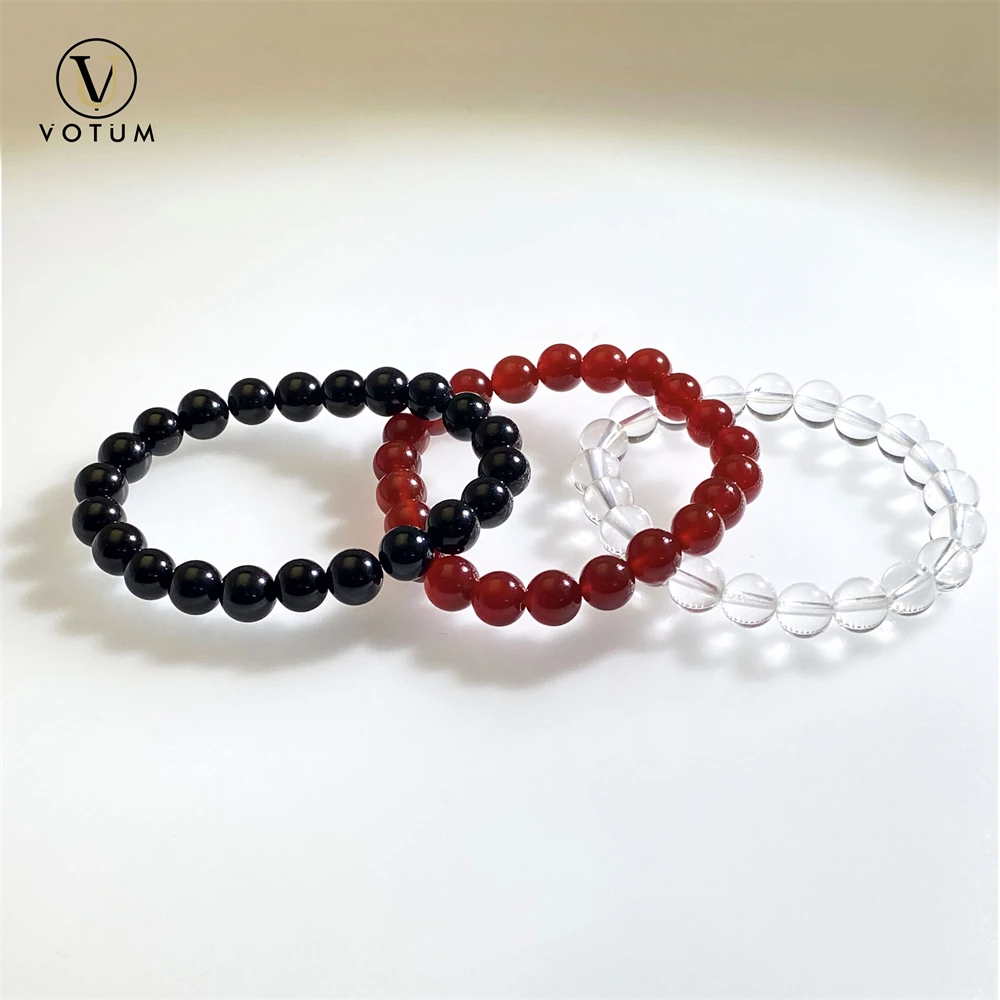 

Votum Natural White Crystal Black Tourmaline Red Agate Beaded Bracelet Set Quartz Bracelets for Women Custom Minimalist Jewelry