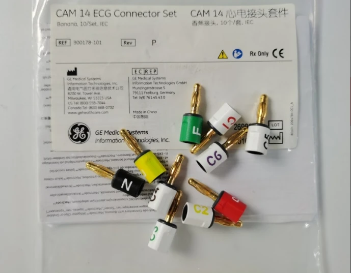 

GE Original CAM 14 ECG Connector Set. Banana 10/Set, IEC. REF: 900178-101