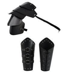 Medieval Knight One Shoulder Armor Rivet Wristband Set Retro Punk Shoulder Armor Viking Warrior Cosplay Carnival Costume