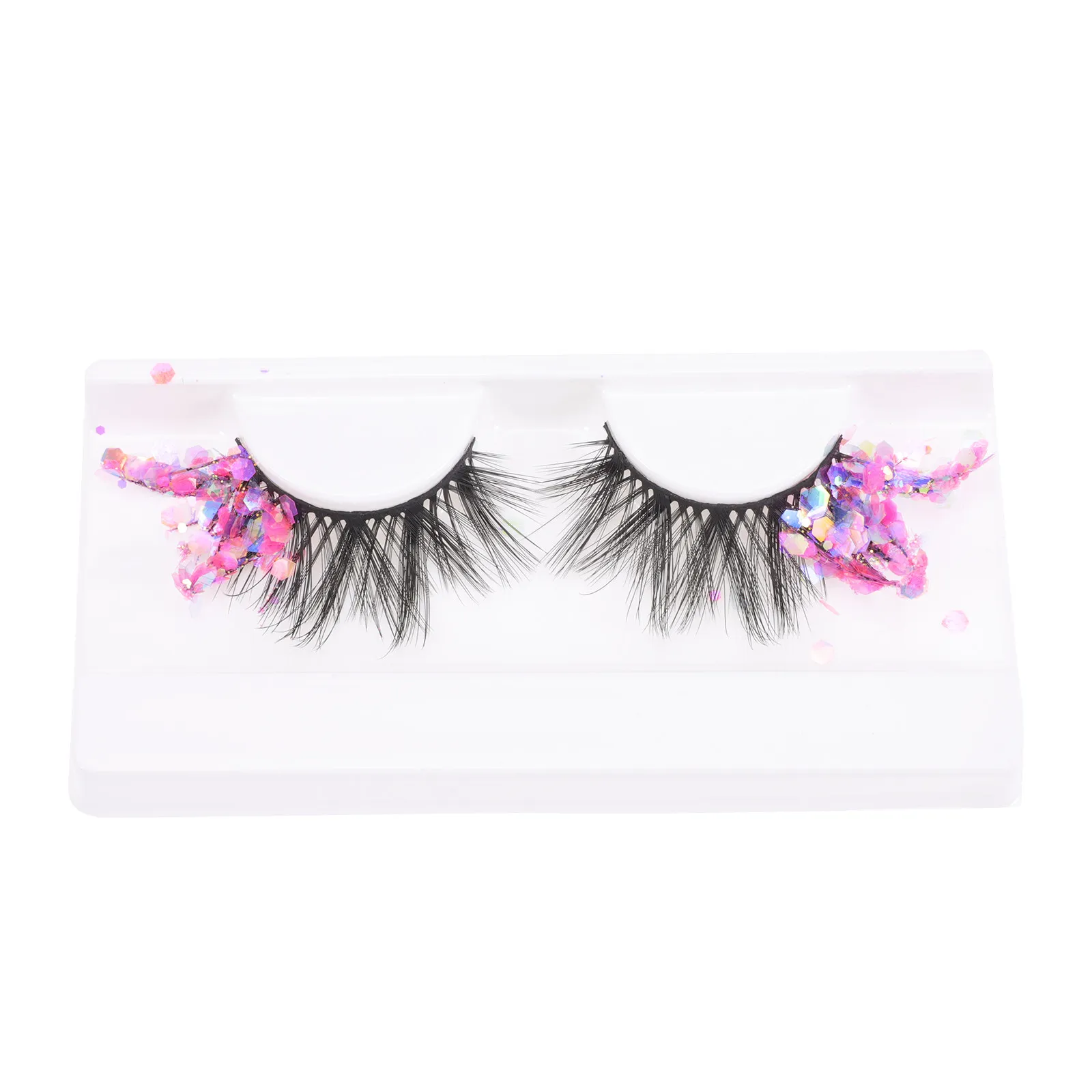 1Pair Sequin Glitter False Eyelashes Luminous Fluorescent Fake Eyelashes Women Eyelash Extensions Salon Supply