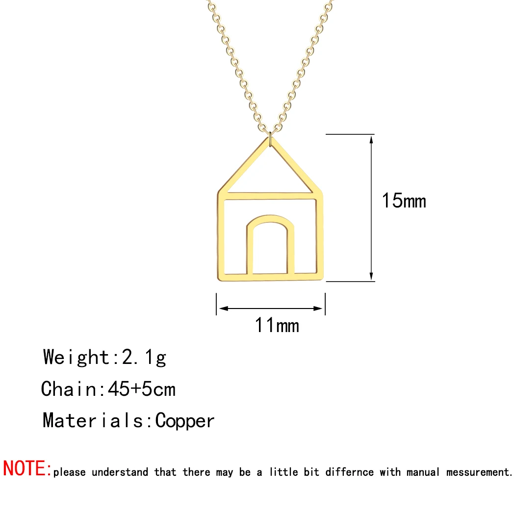 Todorova Stainless Steel Dainty little House Pendant Necklace For Women Girls Minimalist Romantic Home Female Party Jewelry