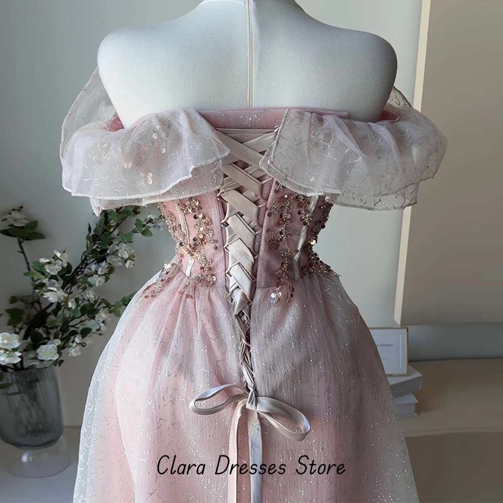 High Quality Beading Prom Dresses Elegant Pink Organza Evening Dress with Lace Up Back Modern Style A-Line Short Cocktail Gowns