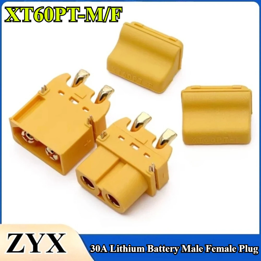 

XT60PT XT60PT-M/F Gold Plated Banana Plug Male Female Plug 30A Lithium Battery XT60 Plate Circuit PC Board Vertical for RC Parts
