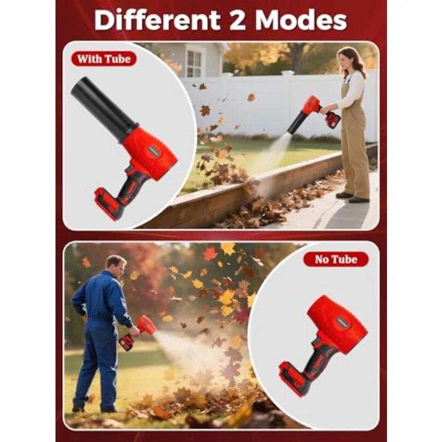 Беспроводная воздуходувка для листьев с 2 аккумуляторами и зарядным устройством в комплекте. Удлиненная насадка. Легкая ручная воздуходувка для листьев. Турбовентилятор для патио.