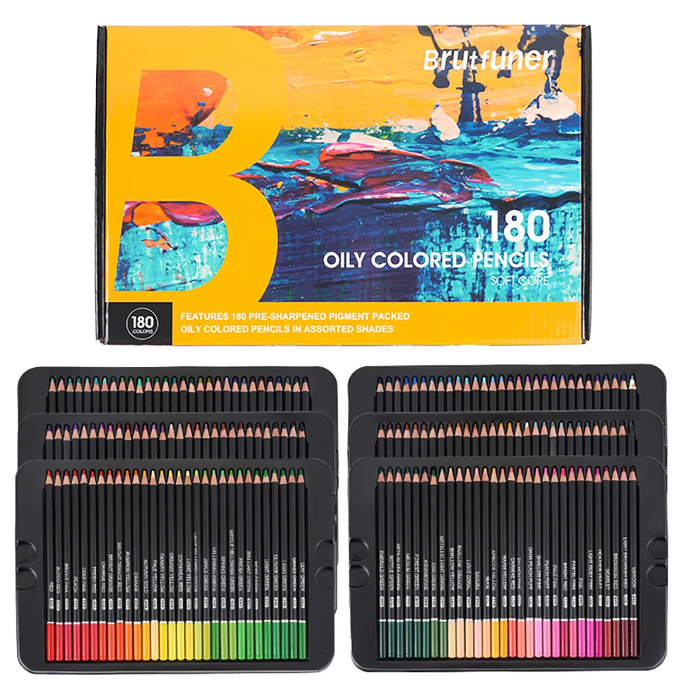 

72/180 Pcs Oil Colored Pencils Set Professional Drawing Color Pencil For Artist Coloring Sketch Art Supplies