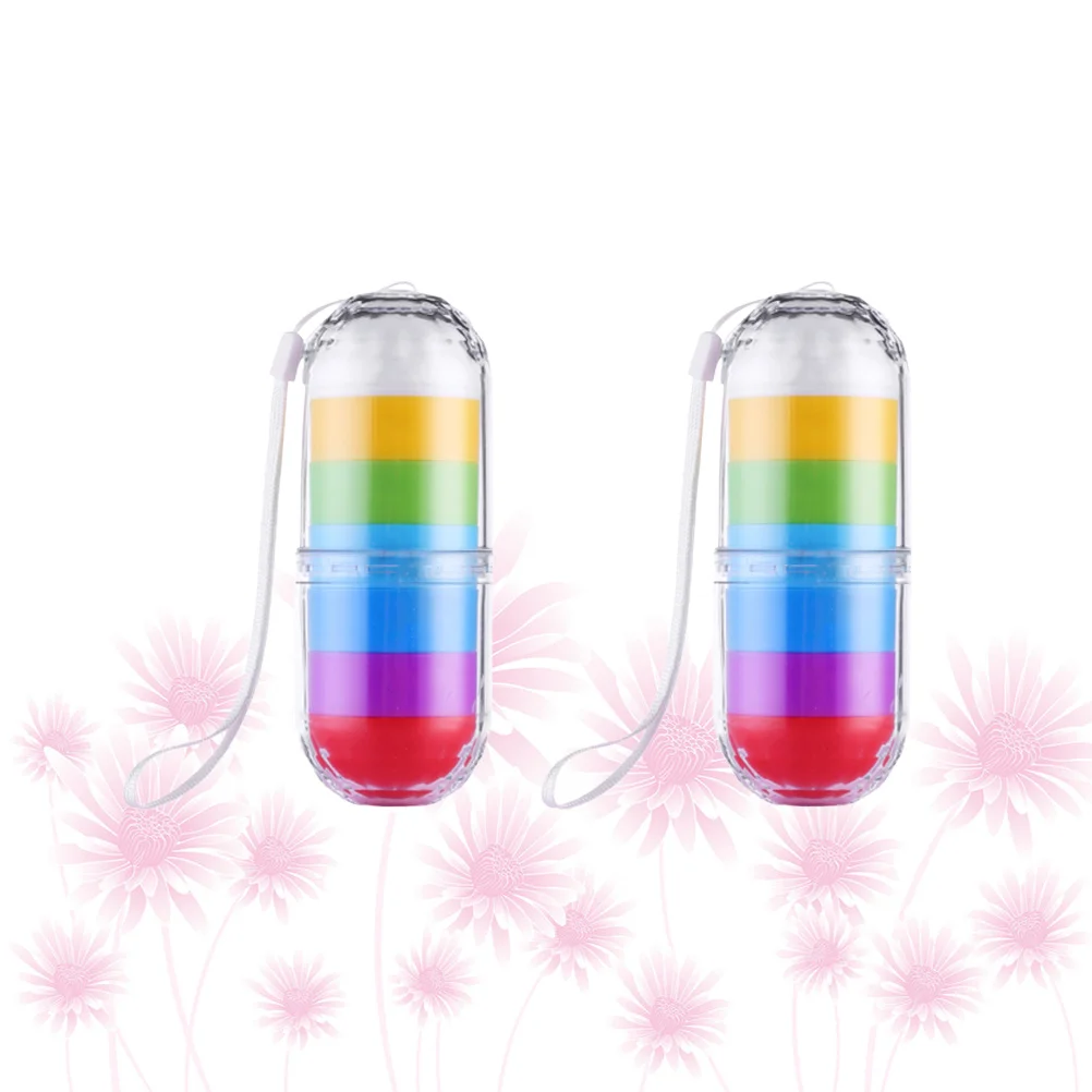 

2Sets Stackable Medicine Storage Case Weekly Pillbox Colorful Screw Lid Organizer Travel-Friendly Mini Sealed Pill Organizer